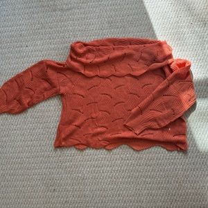 Over Sized Orange Cowl Neck Sweater